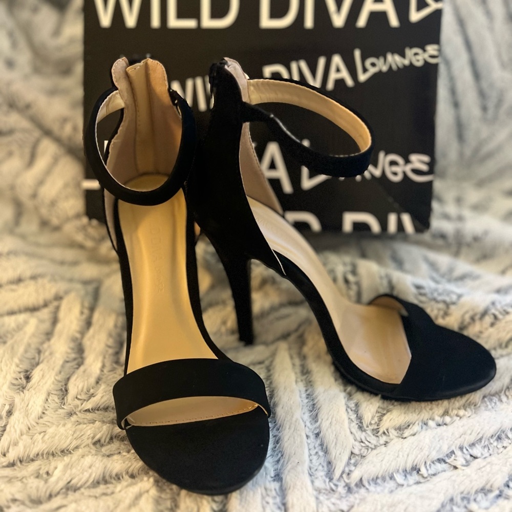 Wild Diva Black Open Toe Heels
